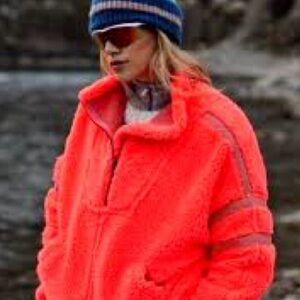 Free People Neon Orange Teddy Pullover